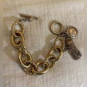 Banana Republic Vintage Logo Charm with Metal‎ Tassel Bracelet